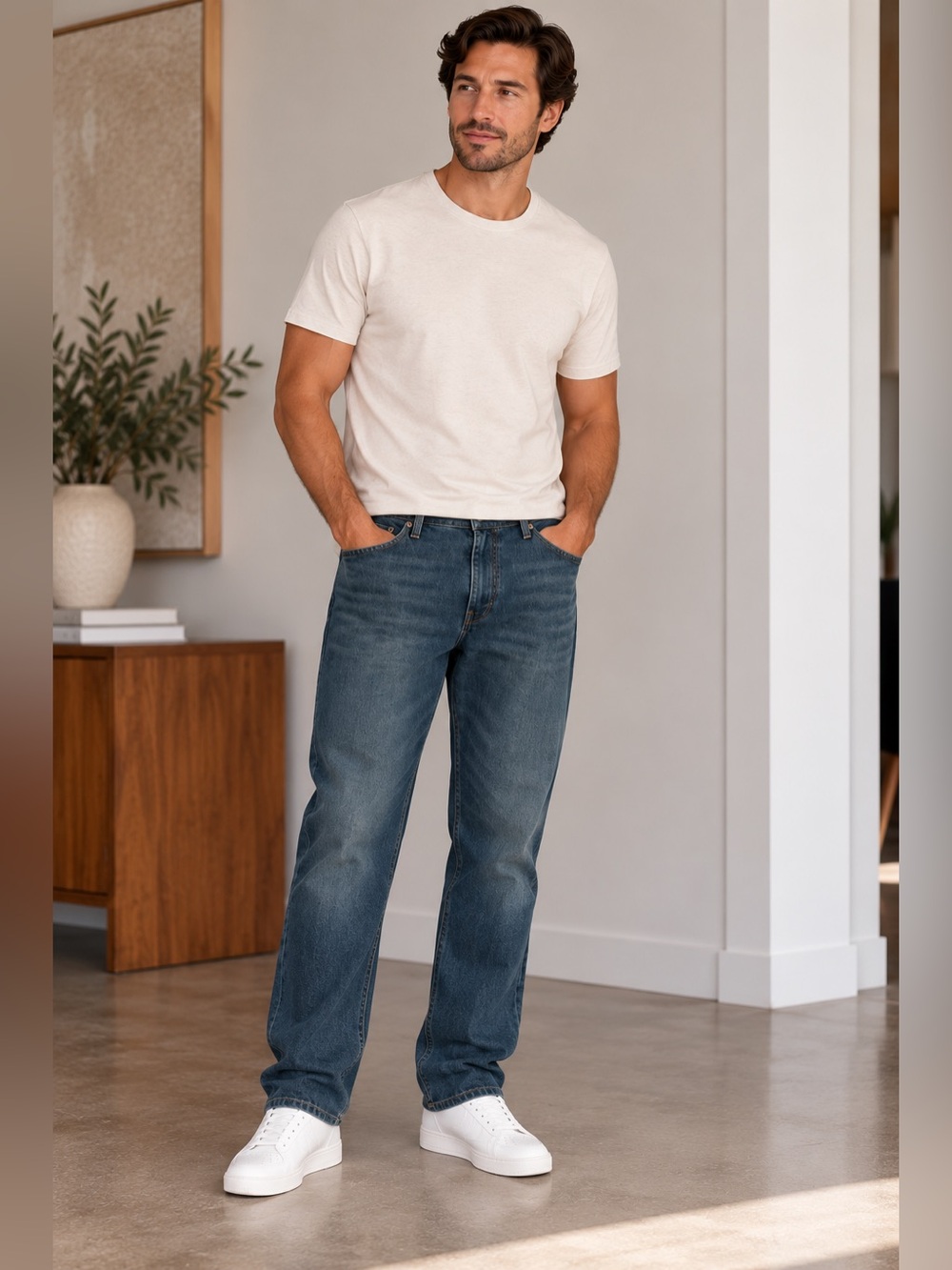 Old Navy Men’s Loose-Relaxed Jeans in Dark Blue Wash